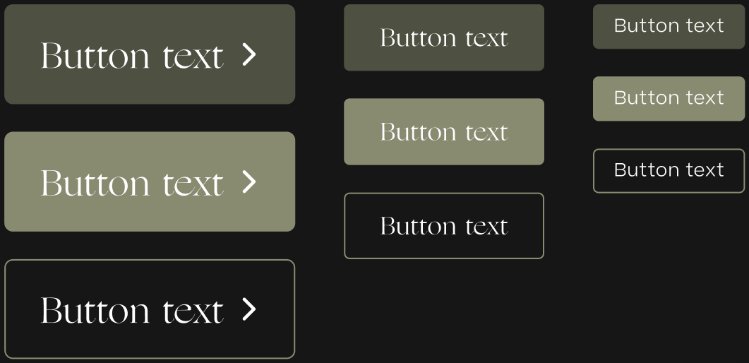 Buttons: three levels, three sizes