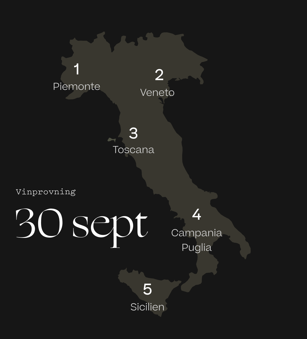Wine regions map for a tasting