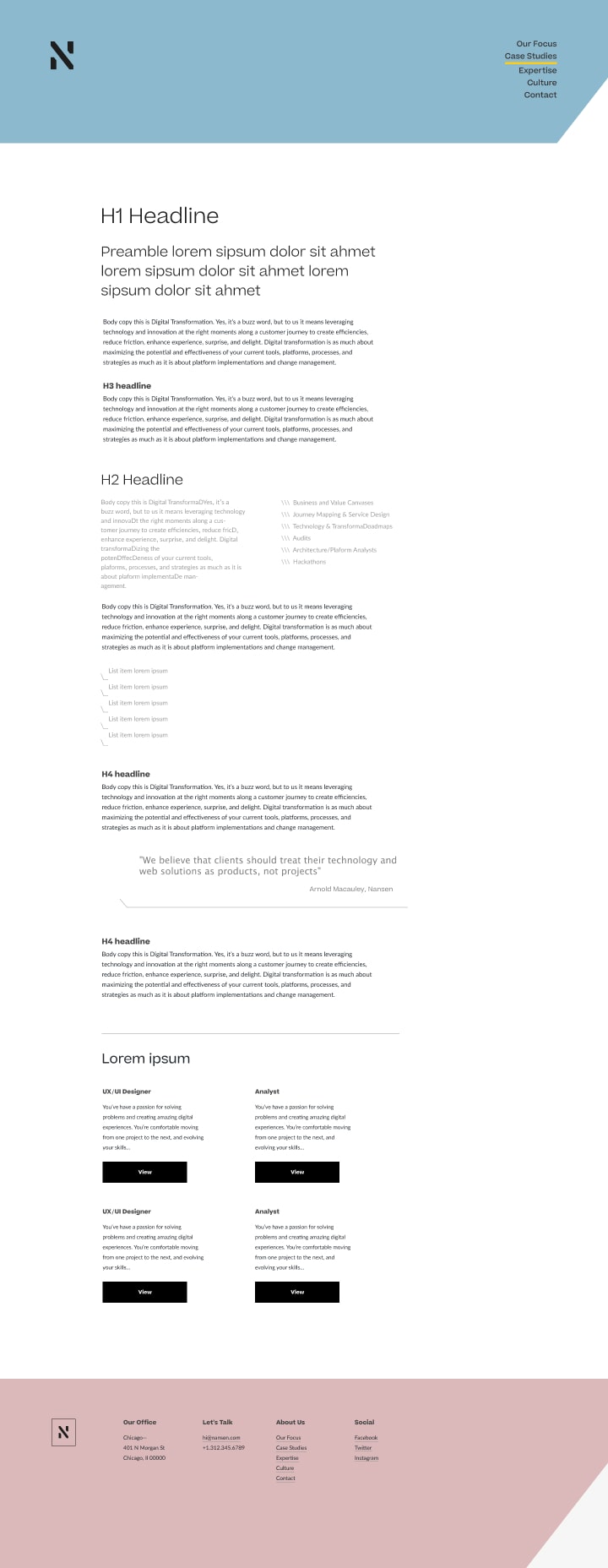Wireframe – article page