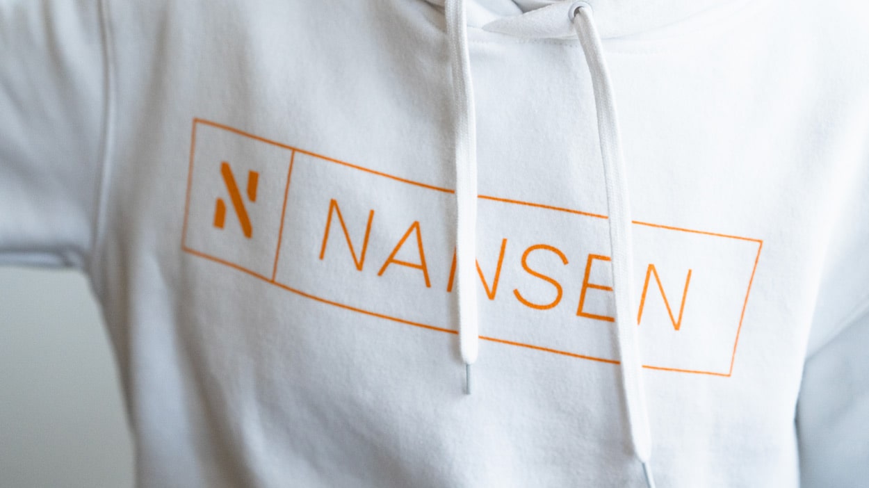 The Nansen merchandise - hoodie with orange logo